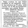 Overlijdensannonce in De Tijd, 16 juni 1880.